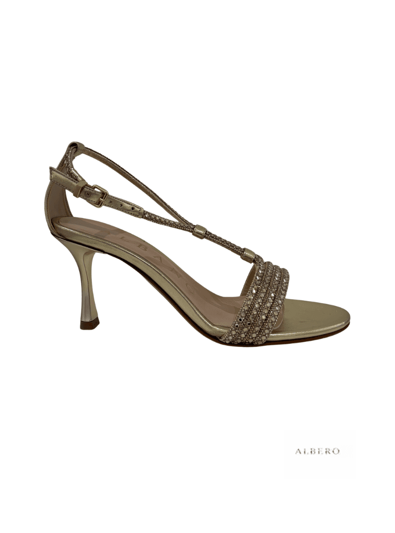 Sandalo in pelle laminata